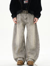 Rugged Look Relaxed Gray High Waisted Denim