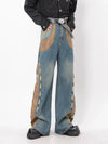 Heritage Faded Studded Leather Mosaic Denim