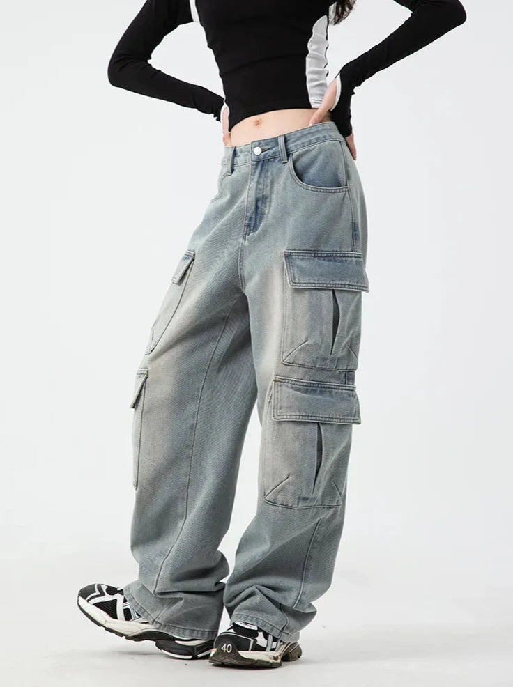 Timeless Fit Rinse Denim Bell Leg Utility Denim