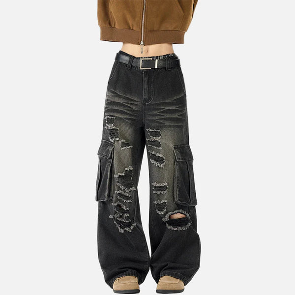Woodland Relaxed Torn Classic Leg Utility Denim alternatif görünüm