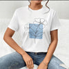 Women Floral Back-In-Time Patterned Everyday White T-Shirt