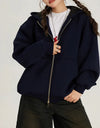 Vintage Fermuarlı Oversize Sweatshirt, kombin görünüm — Navra Wear