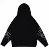 Web Print Dark Zip-Up Hooded Sweatshirt