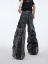 2000s Heritage Black Cyber PU Leather Denim