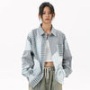 Plaid Panel Oversized Womens Blouse