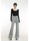 Long Knit Sheath Black Sexy T-Shirt