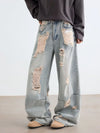 Dark Blue Heritage Torn Relaxed Denim
