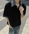Men's Block-Style Slim Fit Multi-Stripe Placket-Neck T-Shirt