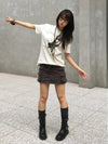 Women Back-In-Time Aged Letter Print Slim Fit T-Shirt