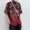 Mens Blossom Print Lapel Casual Top