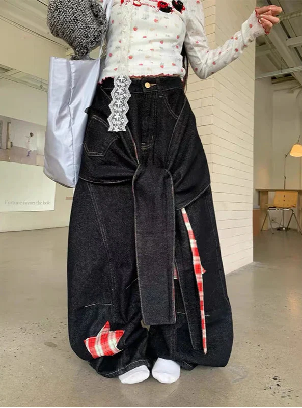 Autumn Durable Dark Black Stellar Bell Leg Denim alternatif görünüm