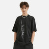Boxy-Fit Faded Black Doberman Illustrated T-Shirt