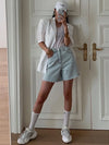Powder Blue Biker High-Rise Shorts