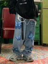 2000s Butterfly Print Relaxed Denim