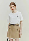 Letter Neck Round Fit Slim T-Shirt