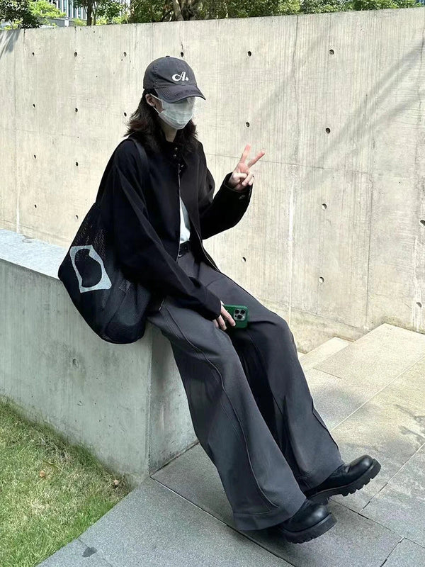 Chic Black Pleat Wide-Leg alternatif görünüm