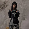 Raw-Edge Spliced Knitted Long Sleeve Top