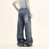 Western Style Plain Tone Torn Denim