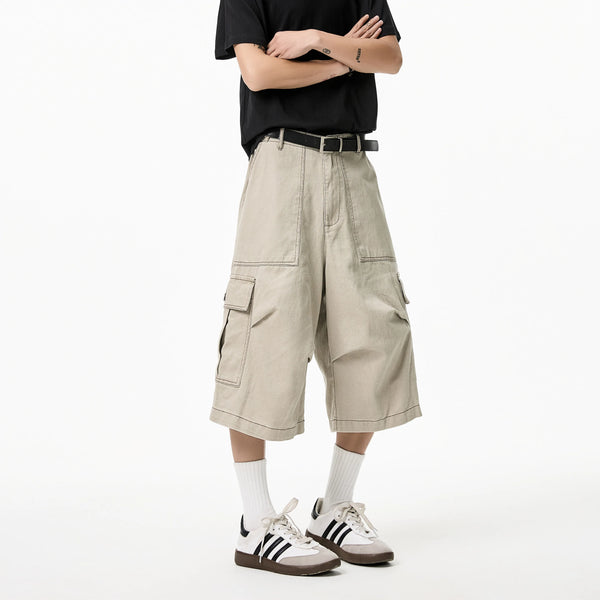 Western Style Metro Cotton Utility Denim Shorts