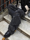 Women Rinse Black Relaxed Utility Denim