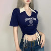 Women Slim Fit Letter Visual Short Sleeve T-Shirt