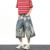 Metro Comfort Flame Wash Wide Leg Denim Shorts