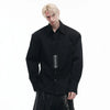 Tonal Contrast Embroidered Lapel Top
