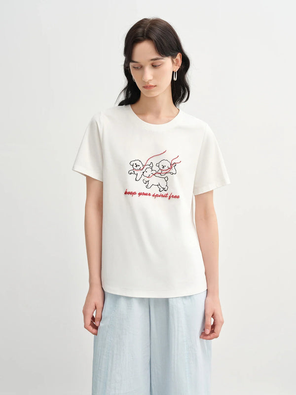 Flattering Sundaze Sewn-Detail T-Shirt