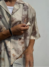 Grid Print Half-Sleeve Oversize Top