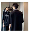 Sharp-Cut Easy-Fit Lapel Laid-Back Short Sleeve Collar-Knit T-Shirt