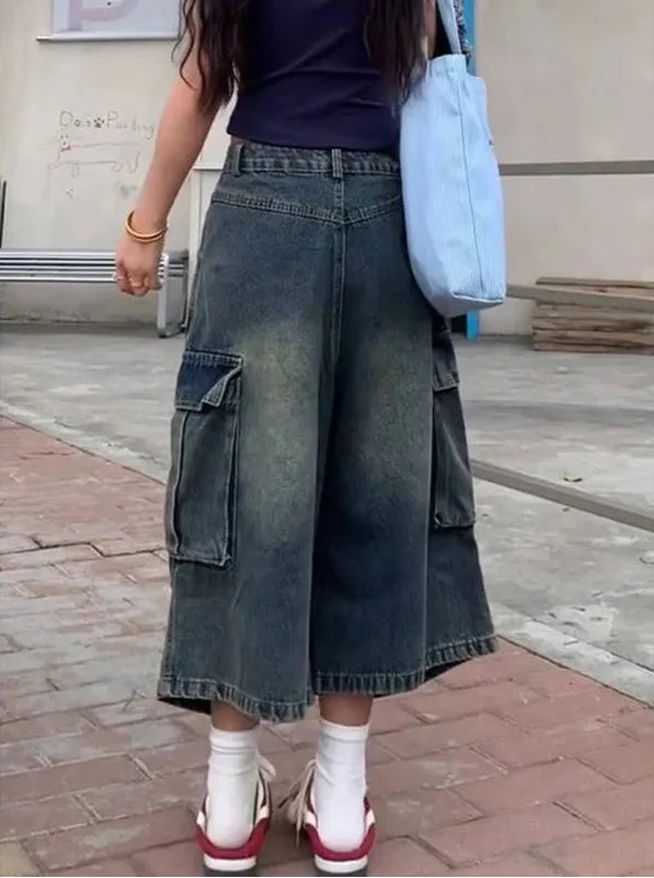 Metro Comfort Heritage Blue Rinse High-Rise Denim Shorts alternatif görünüm