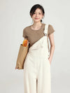 Model wearing the coffee Y2k Women's Slim T-shirt