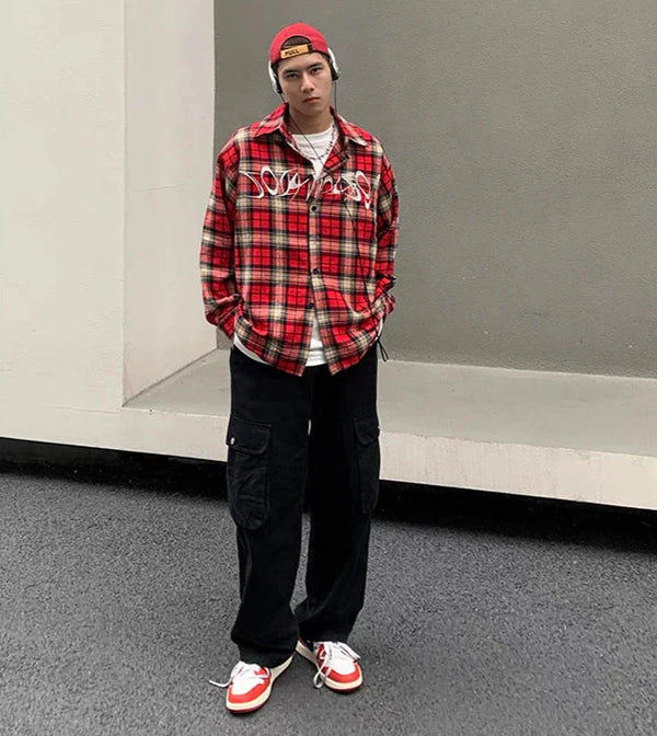 Signature Plaid Hip Hop Long Shirt