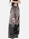 Fashionable Torn High-Rise Ombre Denim