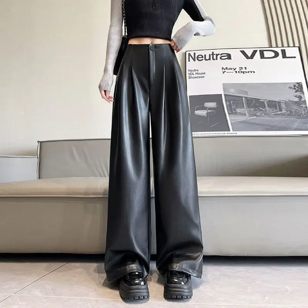 High-Rise Leather Wide-Leg alternatif görünüm
