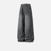 Yıkanmış Baggy Çizgili Jean Pantolon, önden görünüm — Navra Wear