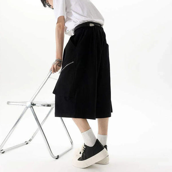 Metro Plain Tone Wide Leg Field Denim Shorts alternatif görünüm