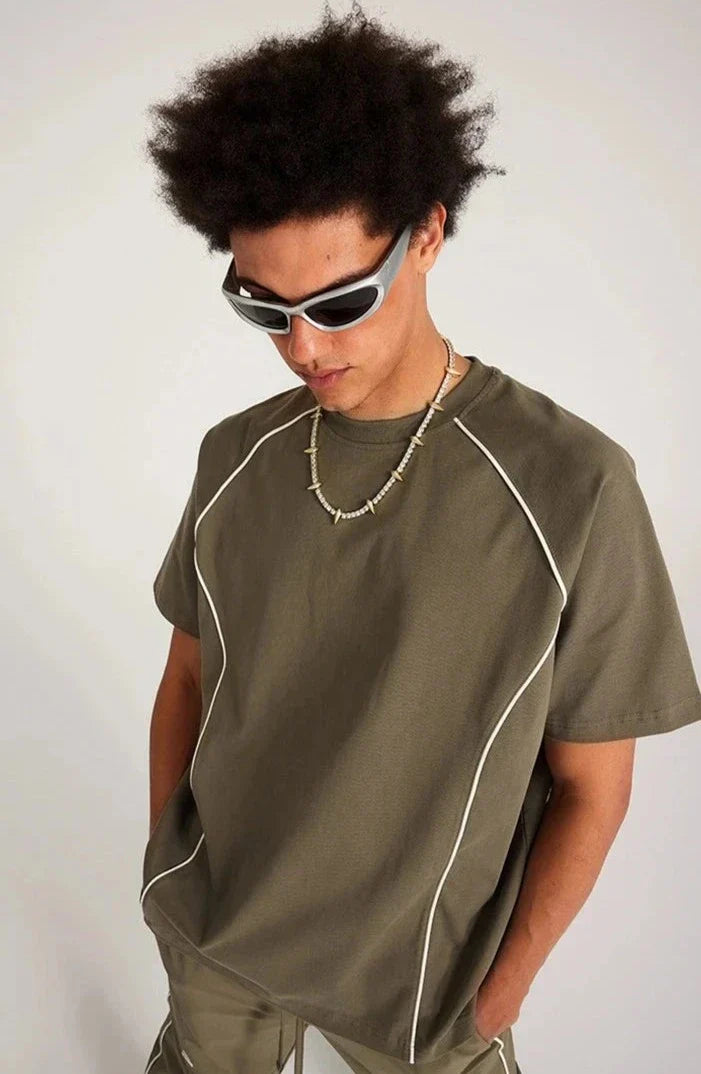 Easy-Fit Spliced Drop-Shoulder T-Shirt