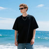 Minimalist Cotton Shoulder Drop Black T-Shirt