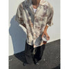 Grid Print Half-Sleeve Oversize Top