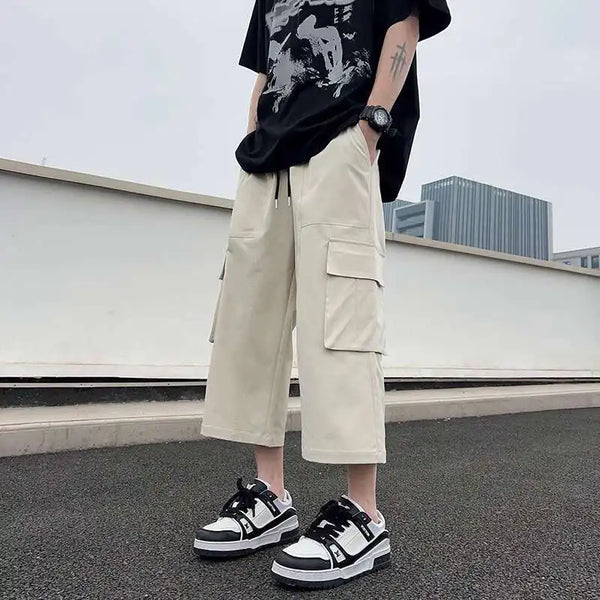 Relaxed Wide Leg Denim Shorts alternatif görünüm