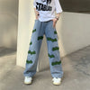 Elastic High-Rise Flocked Stitched Denim