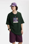 Block-Color Color Mountain Illustrated T-Shirt