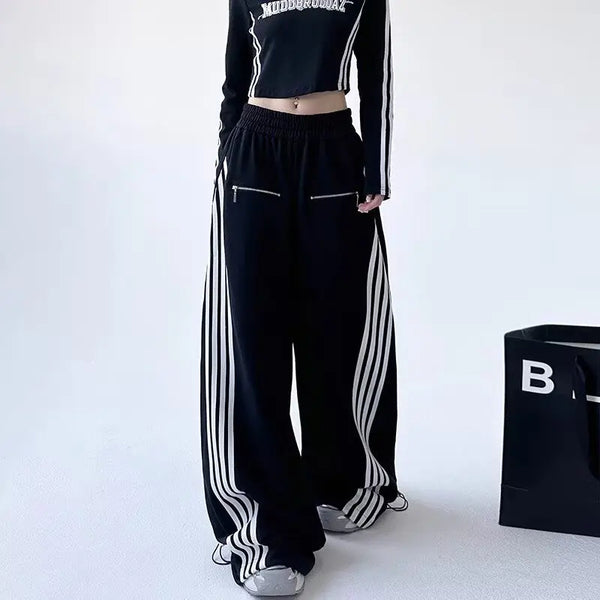 Y2K Çizgili Beli Lastikli Jogger alternatif görünüm