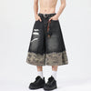 Modern Woodland Printed Relaxed Cropped Denim Shorts