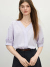 V-Neck Linen Effortless Summer Blouse