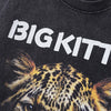 Boxy-Fit Faded-Wash Black Tiger Designed Long Sleeve T-Shirt