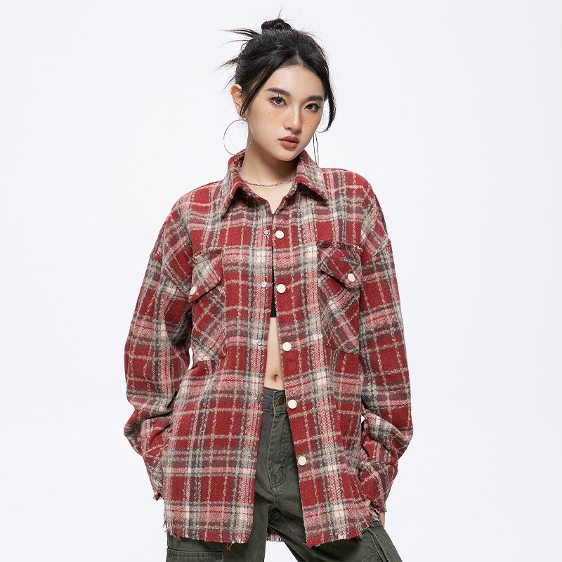 Easy Plaid Slouch Woven Top