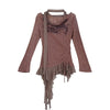 Aged Grit-Style Aesthetic Knitted Spliced T-Shirt