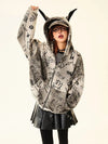 Fierce Dog Print Hood Sweatshirt